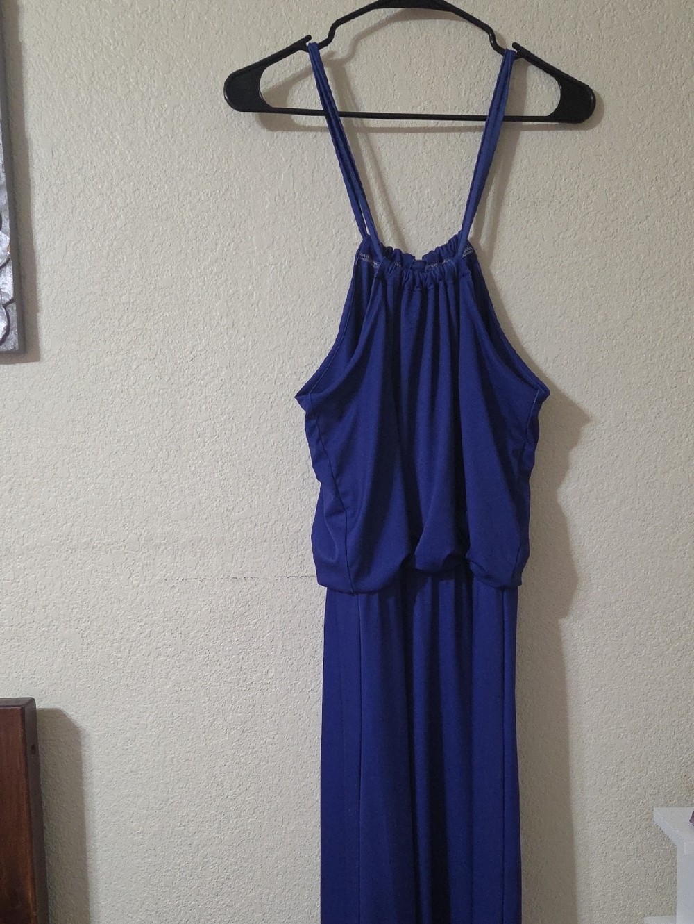 Women's Royal Blue Maxi Dress - Sleeveless Halter Style